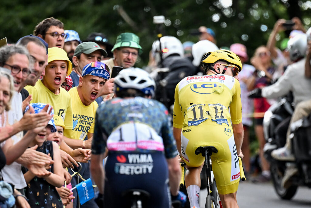 Jonas Vingegaard et Tadej Pogacar. Photo A.S.O./Billy Ceusters